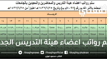 سلم رواتب أعضاء هيئة التدريس