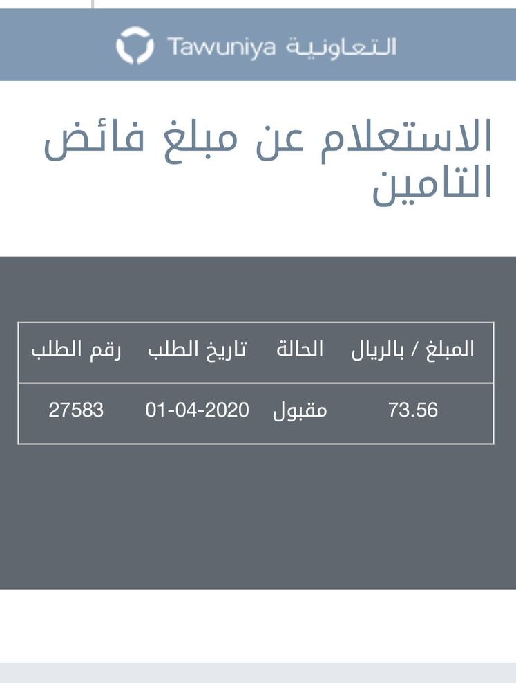 الاستعلام عن مبلغ فائض التأمين التعاونية للأفراد