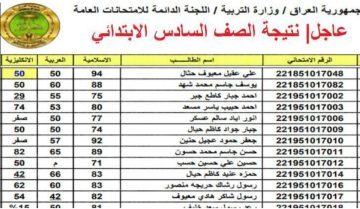 رابط استخراج نتائج الصف السادس الابتدائي بالعراق 2023 الدور الاول عبر موقع وزارة التربية والتعليم بالعراق