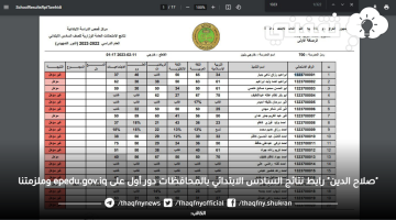 "محافظة النجف" رابط نتائج السادس الابتدائي MaLZaMNA بالمحافظات دور أول على epedu.gov.iq وملزمتنا