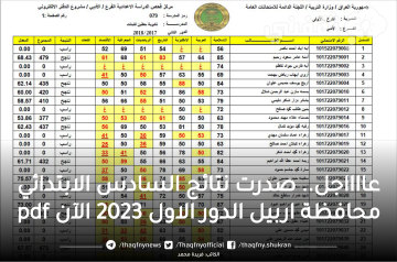 نتائج السادس الابتدائي محافظة اربيل الدور الاول 2023 عبر موقع وزارة التربية العراقية و pdf