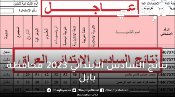 نتائج السادس الابتدائي 2023 بابل