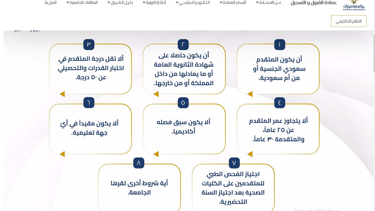 شروط القبول والتسجيل في جامعة نجران