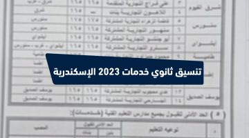 تنسيق ثانوي خدمات 2023 الإسكندرية