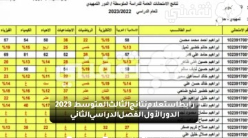 رابط استعلام نتائج الثالث المتوسط 2023 الدور الأول الفصل الدراسي الثاني