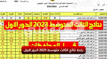 رابط نتائج الثالث متوسط 2023 الدور الاول