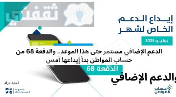 الدعم الإضافي مستمر حتى هذا الموعد.. والدفعة 68 من حساب المواطن بدأ إيداعها أمس