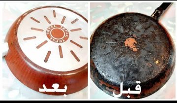 بمكون بنرميه.. طريقة تنظيف طاسة القلي التيفال والسيراميك من الحروق والدهون الصعبة  في ثواني