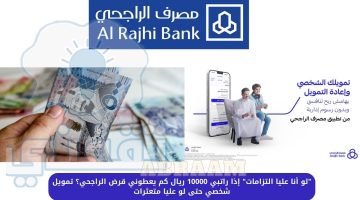 إذا راتبي 10000 ريال كم يعطوني قرض الراجحي؟