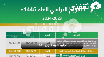 اجازة الترم الأول 1445