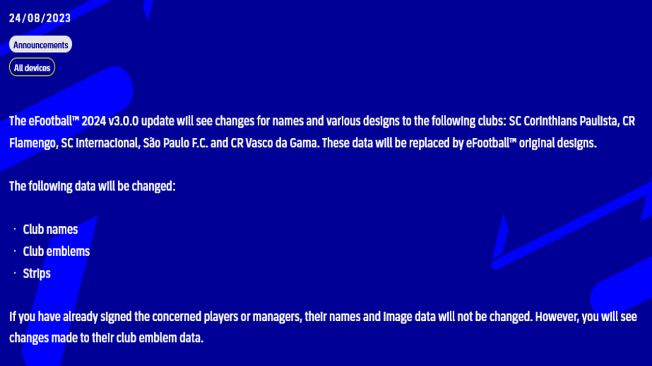 إصدار eFootball 2024 V3.0.0