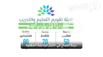 درجة النجاح في اختبار الرخصة المهنية