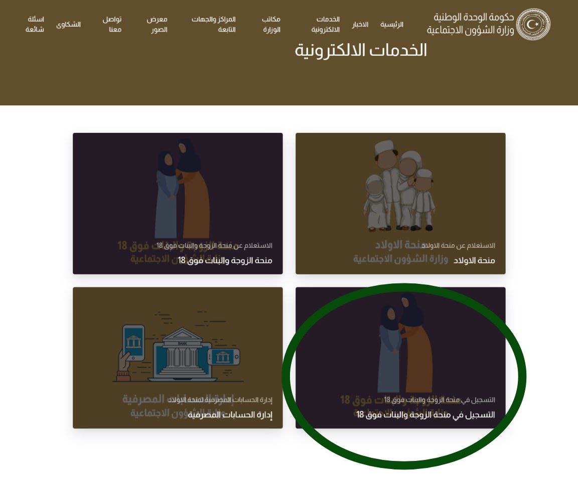 الاستعلام عن منحة الزوجة والأبناء ليبيا 2023