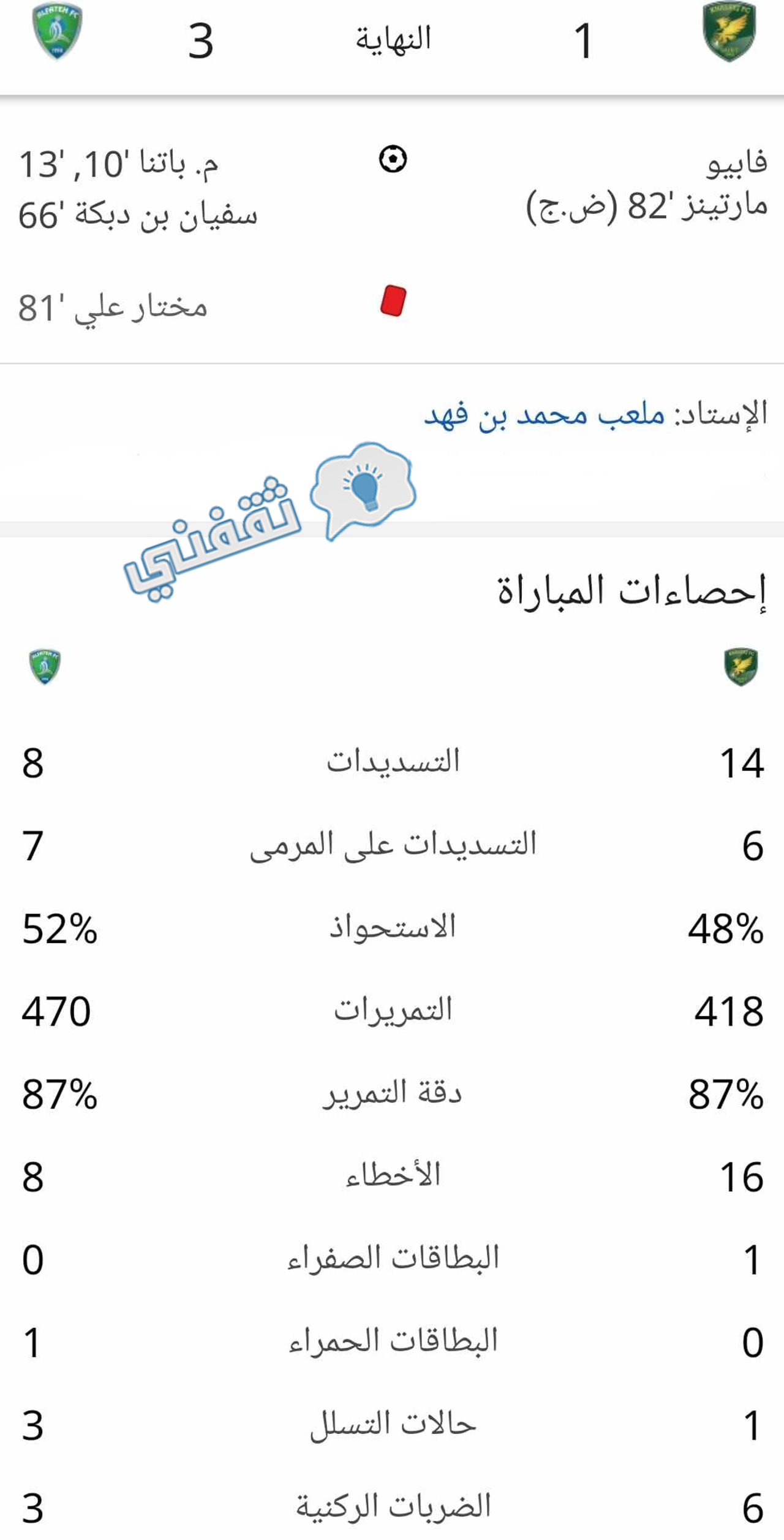 إحصائيات مباراة الخليج والفتح في دوري روشن السعودي للمحترفين