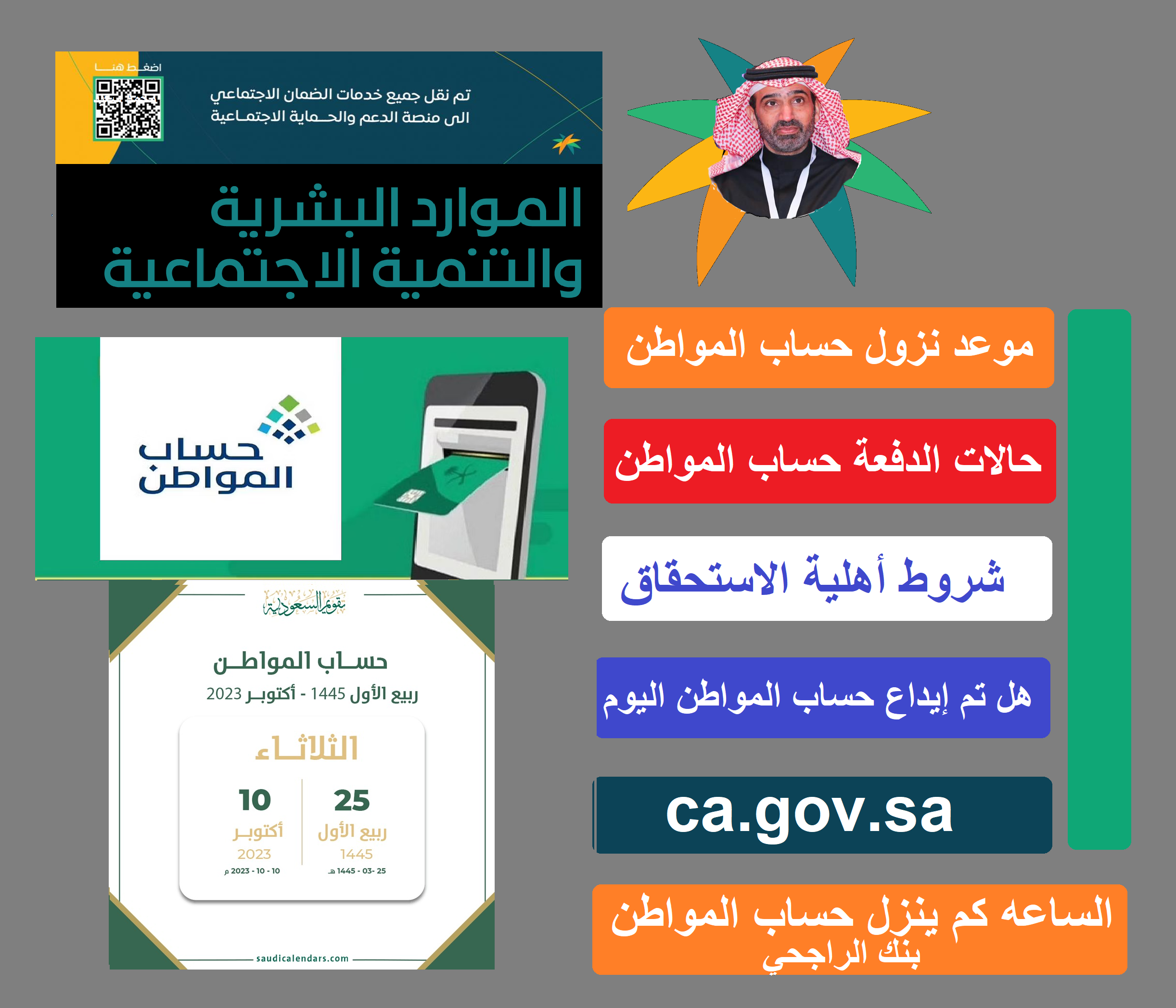 كم باقي على وقت نزول حساب المواطن "دورة 71" حاسبة الدعم التقديرية ca.gov.sa