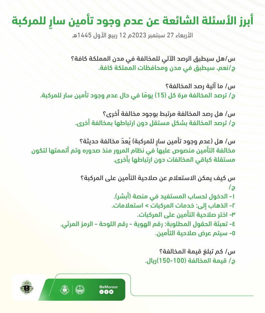 الاستعلام عن صلاحية تأمين مركبة