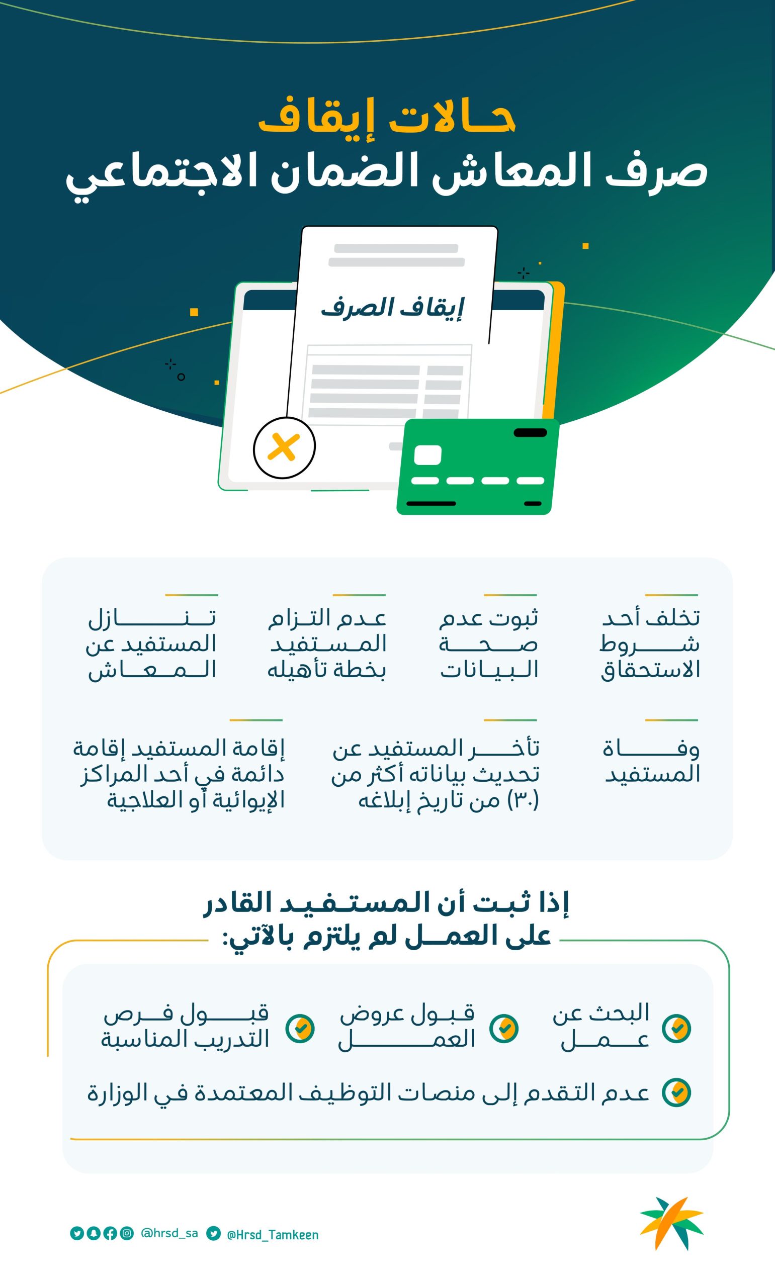 حالات ايقاف معاش الضمان الاجتماعي