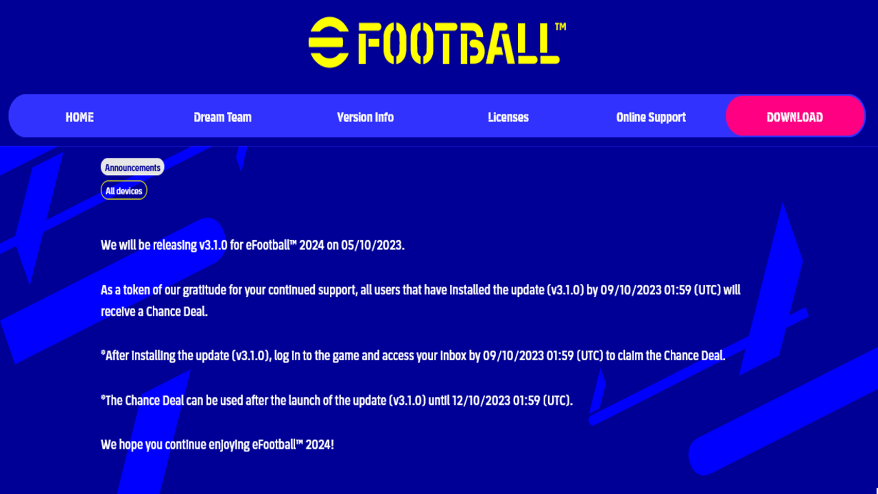 تحديث eFootball 2024 3.1.0