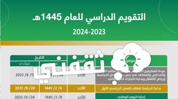 متى ينتهي الترم الاول 1445؟ باليوم والتاريخ موعد إجازة الفصل الدراسي الاول وبداية الفصل الثاني 2023-2024