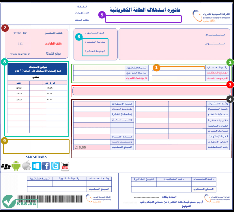 رقم شركة الكهرباء السعودية